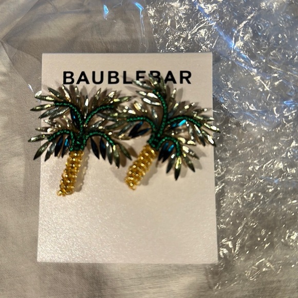 NIP Baublebar Palm Tree Statement Post Earrings! - Picture 1 of 5